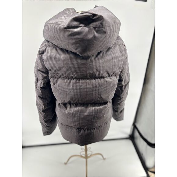 Theory Women's Jacket Grey Multi Glen Plaid Shawl Puffer Coat Size P - Picture 10 of 10